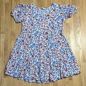 La Vie En Rose Aqua Floral Beachwear Swimsuit Cover Up / Dress size Medium